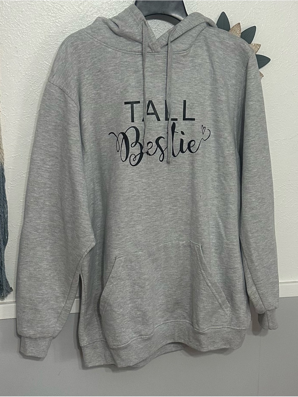 Gray "Tall Bestie" Hooded Sweatshirt